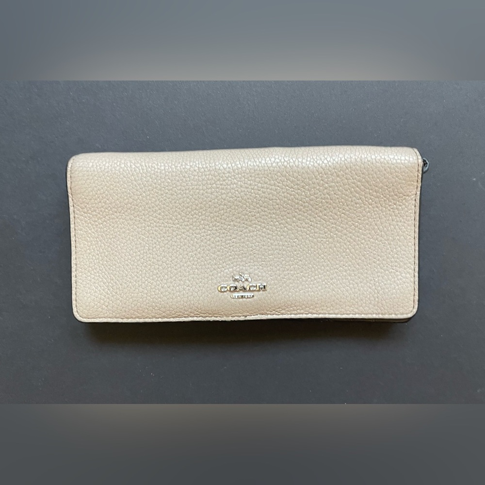 Coach Grey Pebbled Leather Bi-Fold Wallet
